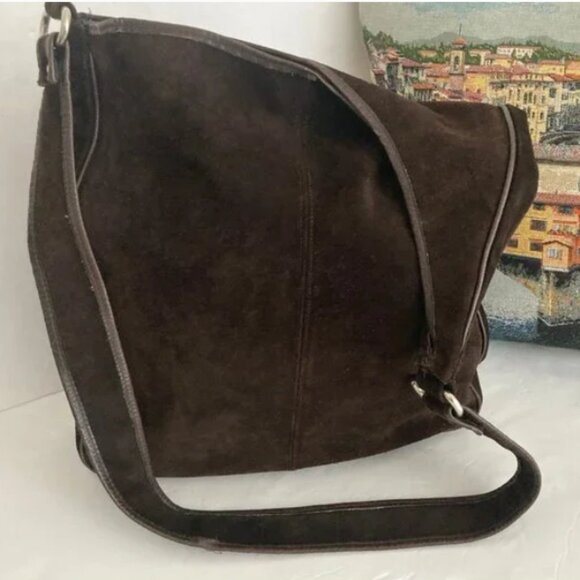 Abraham & Strauss Vintage Brown Suede Leather  Large  Hobo Shoulder Handbag - Picture 1 of 8
